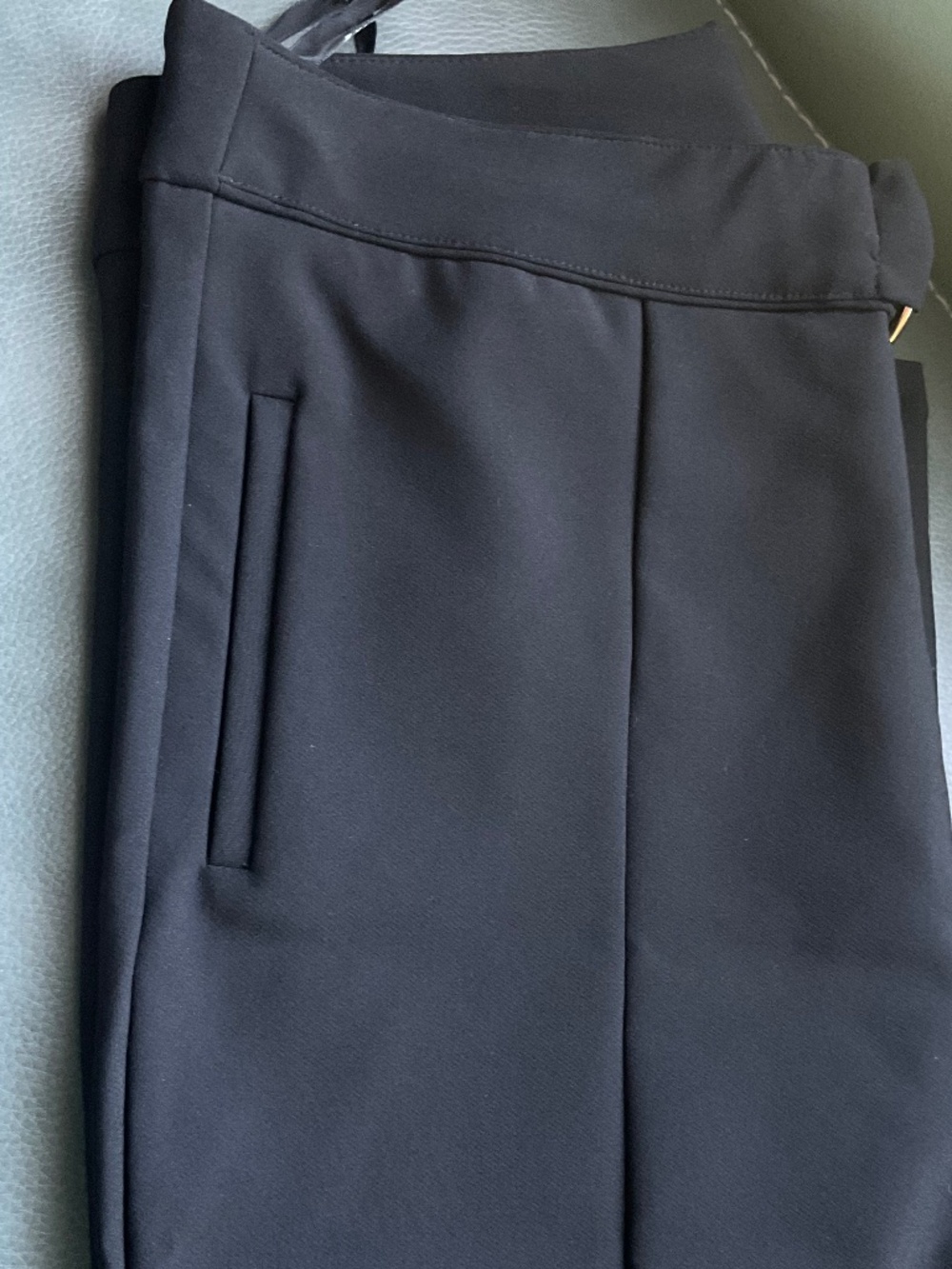 SHEIKE Black Trousers Dress Pants w/ Front Seams Gold Belt Accent - Picture 12 of 12